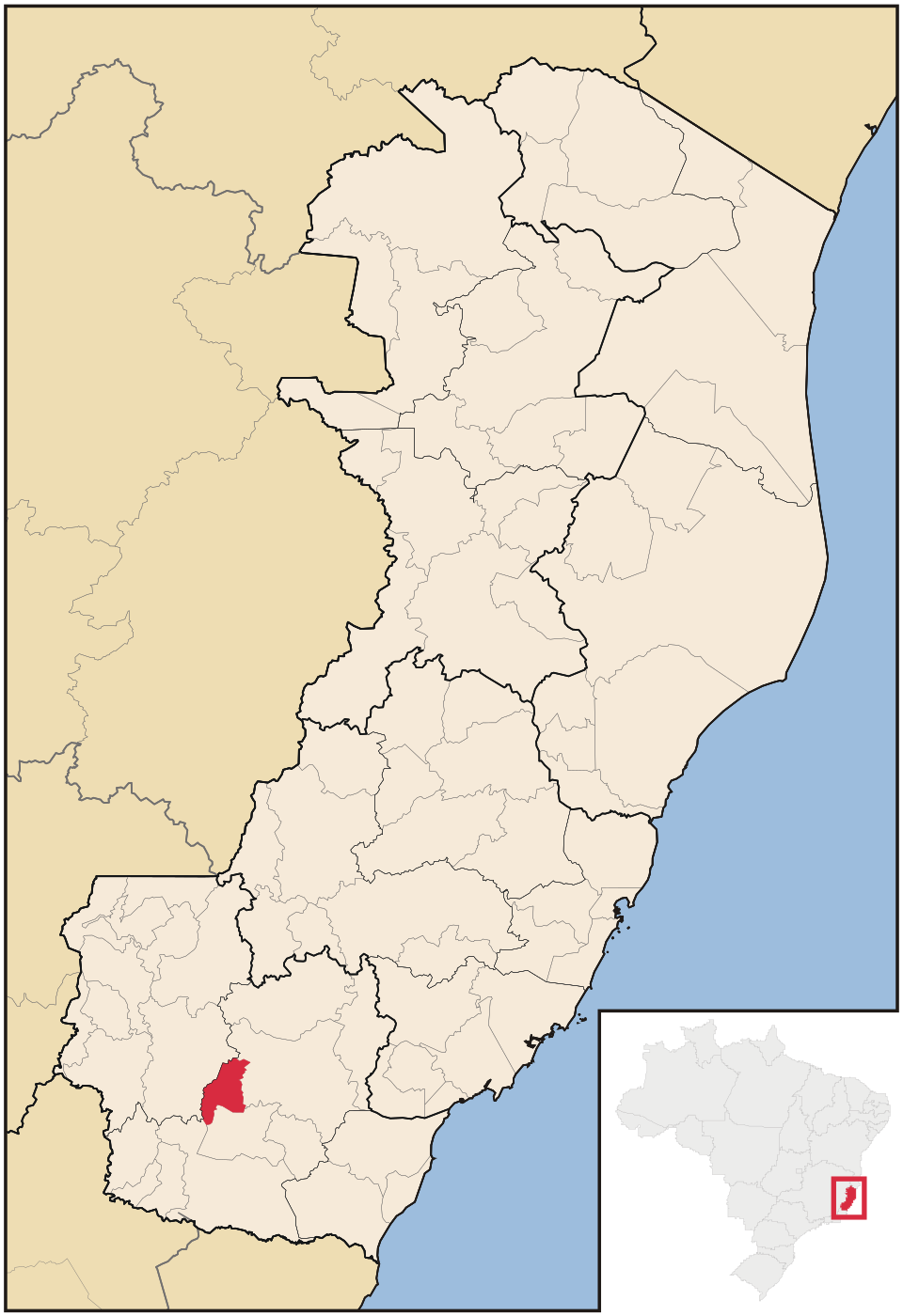 Mapa de localização de Jerônimo Monteiro em ES