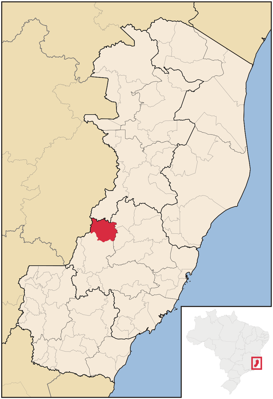 Mapa de localização de Laranja da Terra em ES