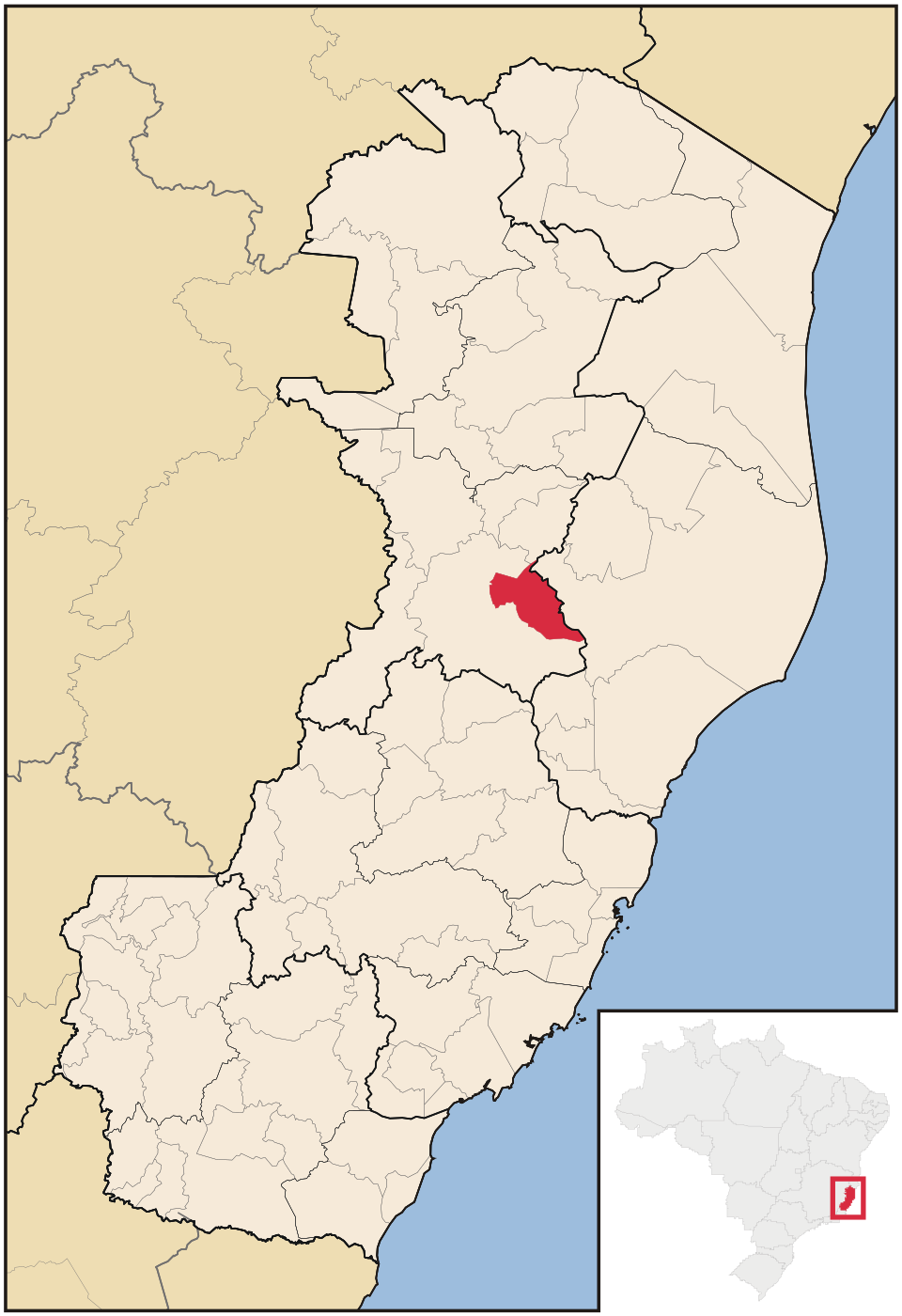 Mapa de localização de Marilândia em ES
