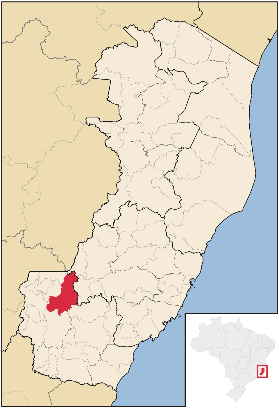 Mapa de localização de Muniz Freire em ES