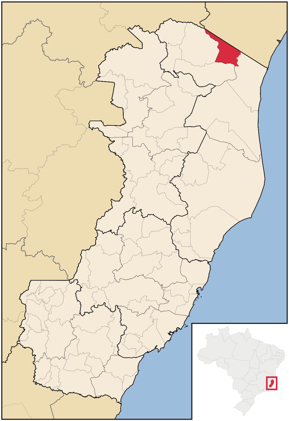 Mapa de localização de Pedro Canário em ES