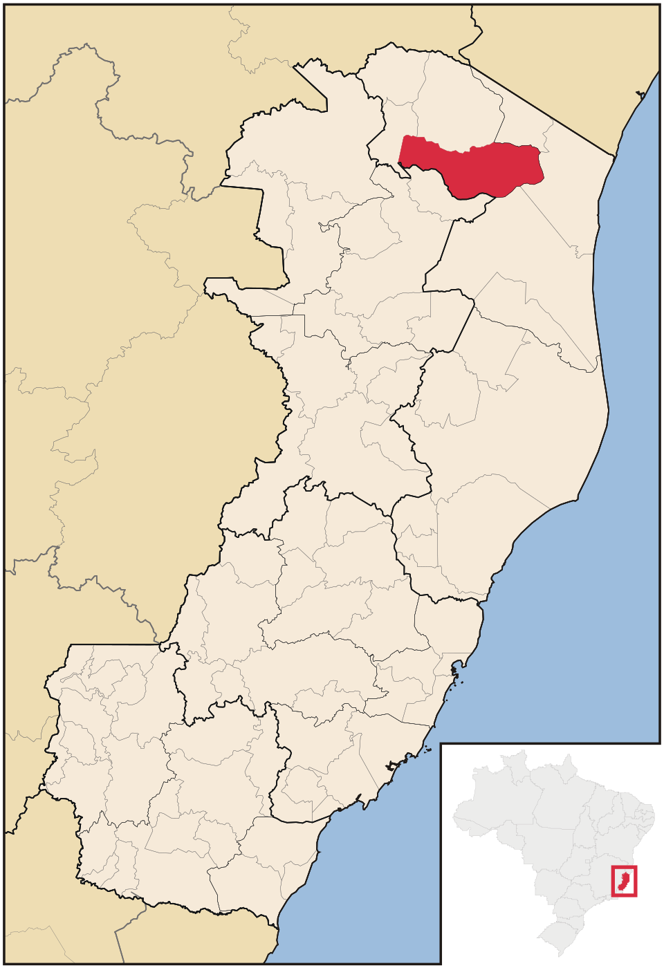 Mapa de localização de Pinheiros em ES