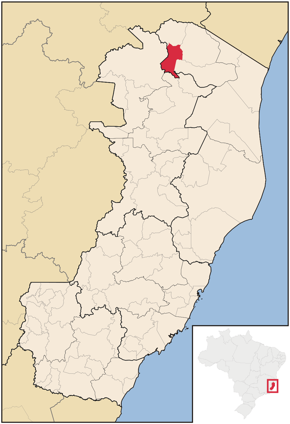 Mapa de localização de Ponto Belo em ES