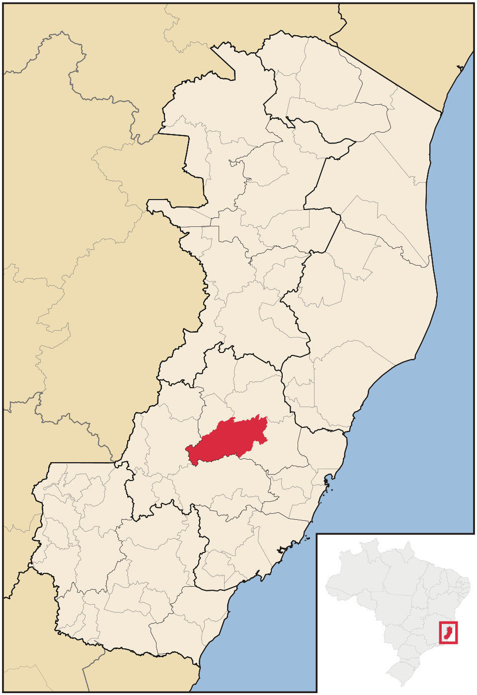 Mapa de localização de Santa Maria de Jetibá em ES