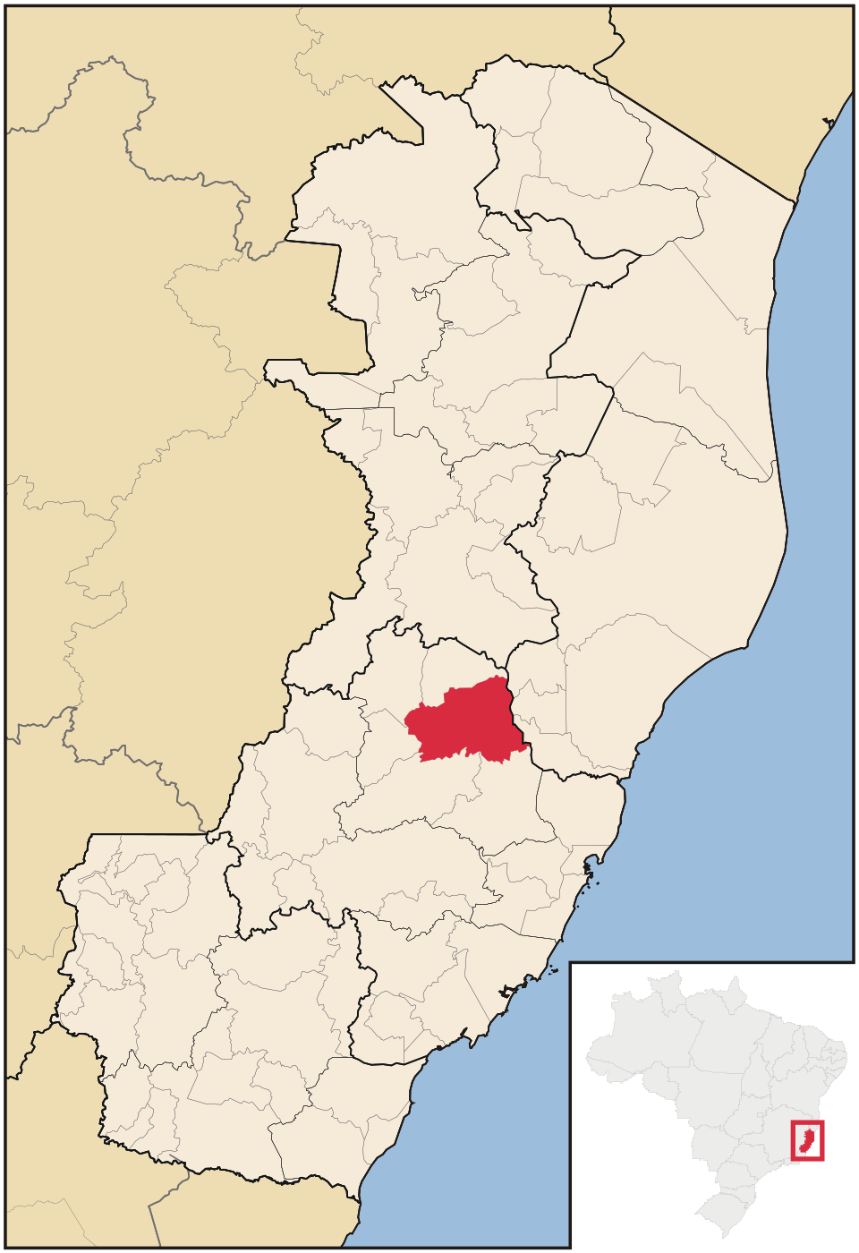 Mapa de localização de Santa Teresa em ES
