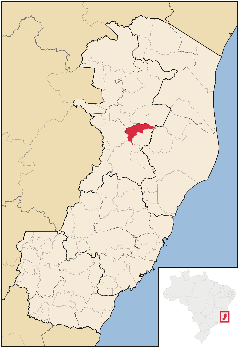 Mapa de localização de São Domingos do Norte em ES
