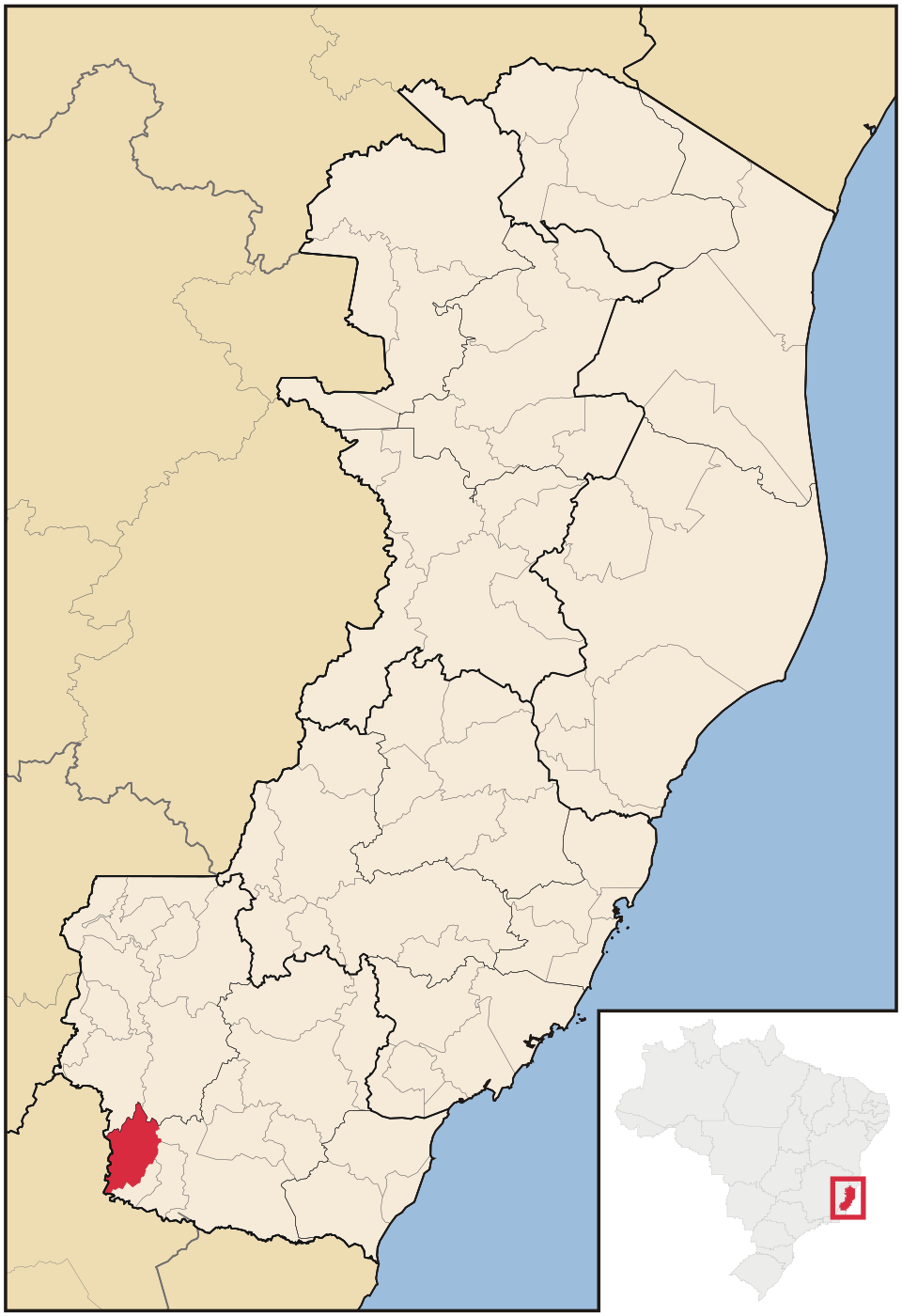 Mapa de localização de São José do Calçado em ES