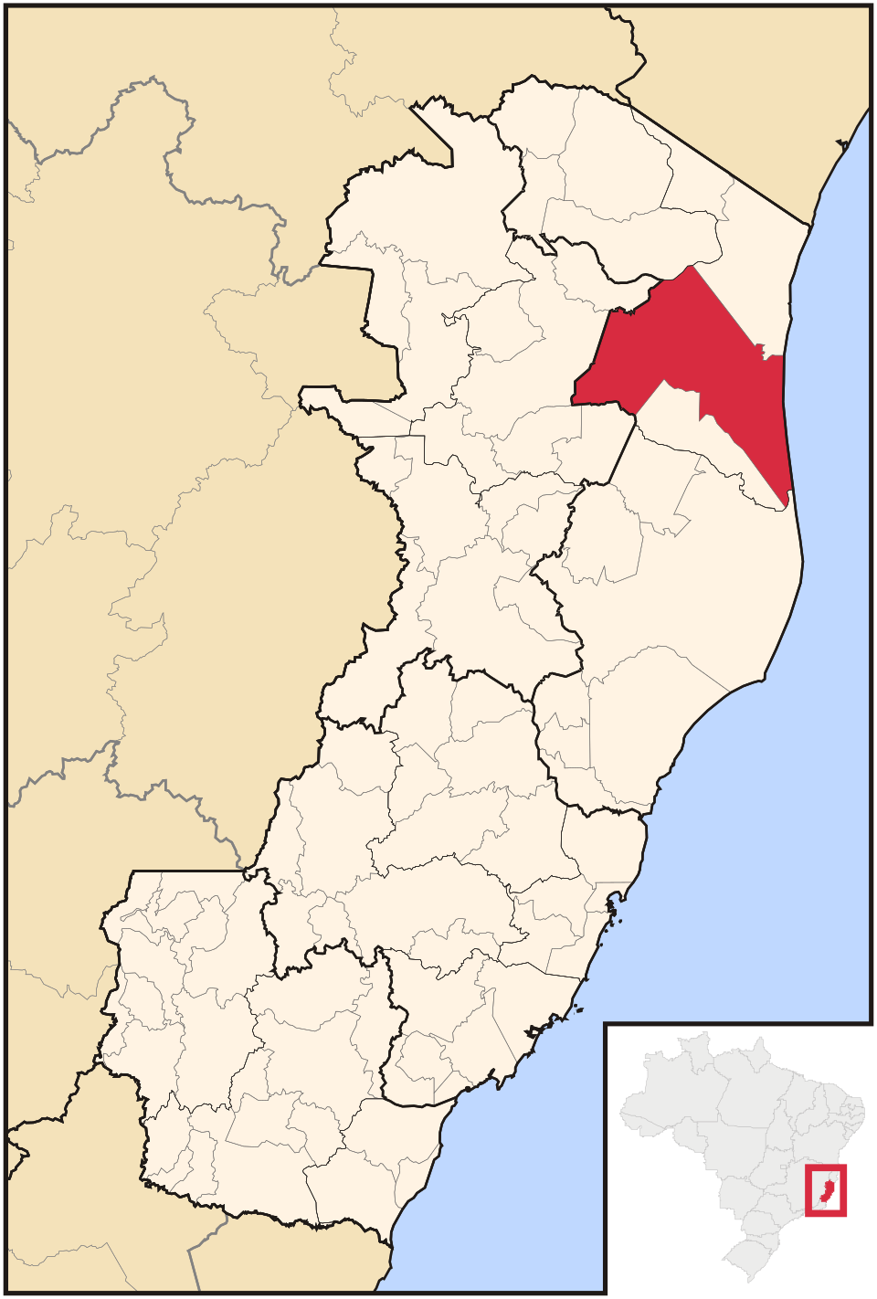 Mapa de localização de São Mateus em ES