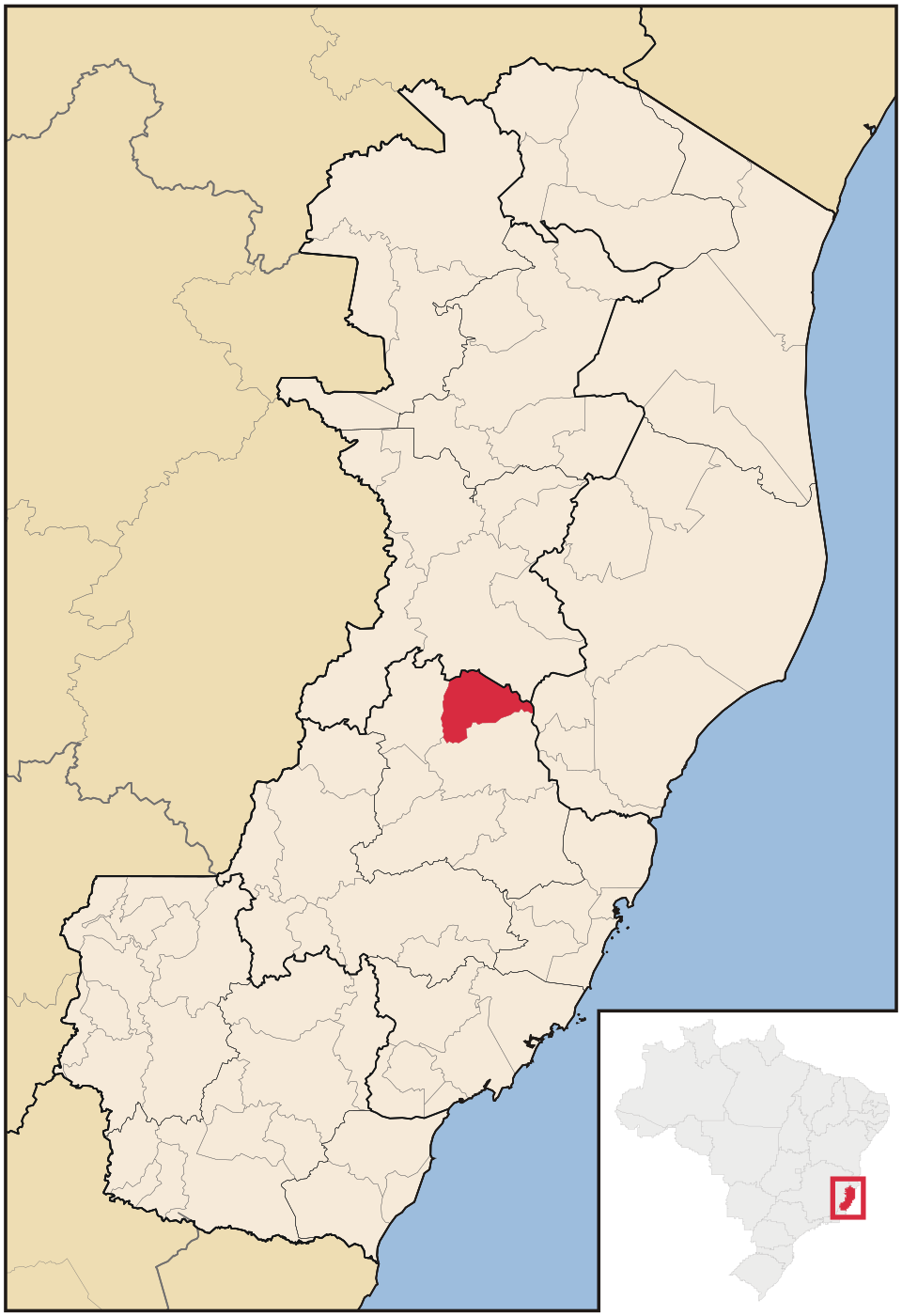 Mapa de localização de São Roque do Canaã em ES