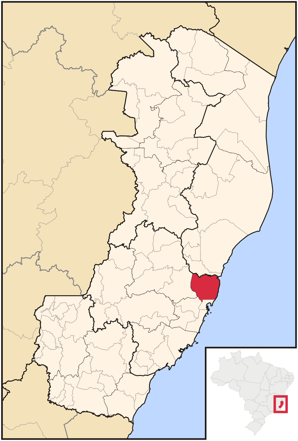 Mapa de localização de Serra em ES