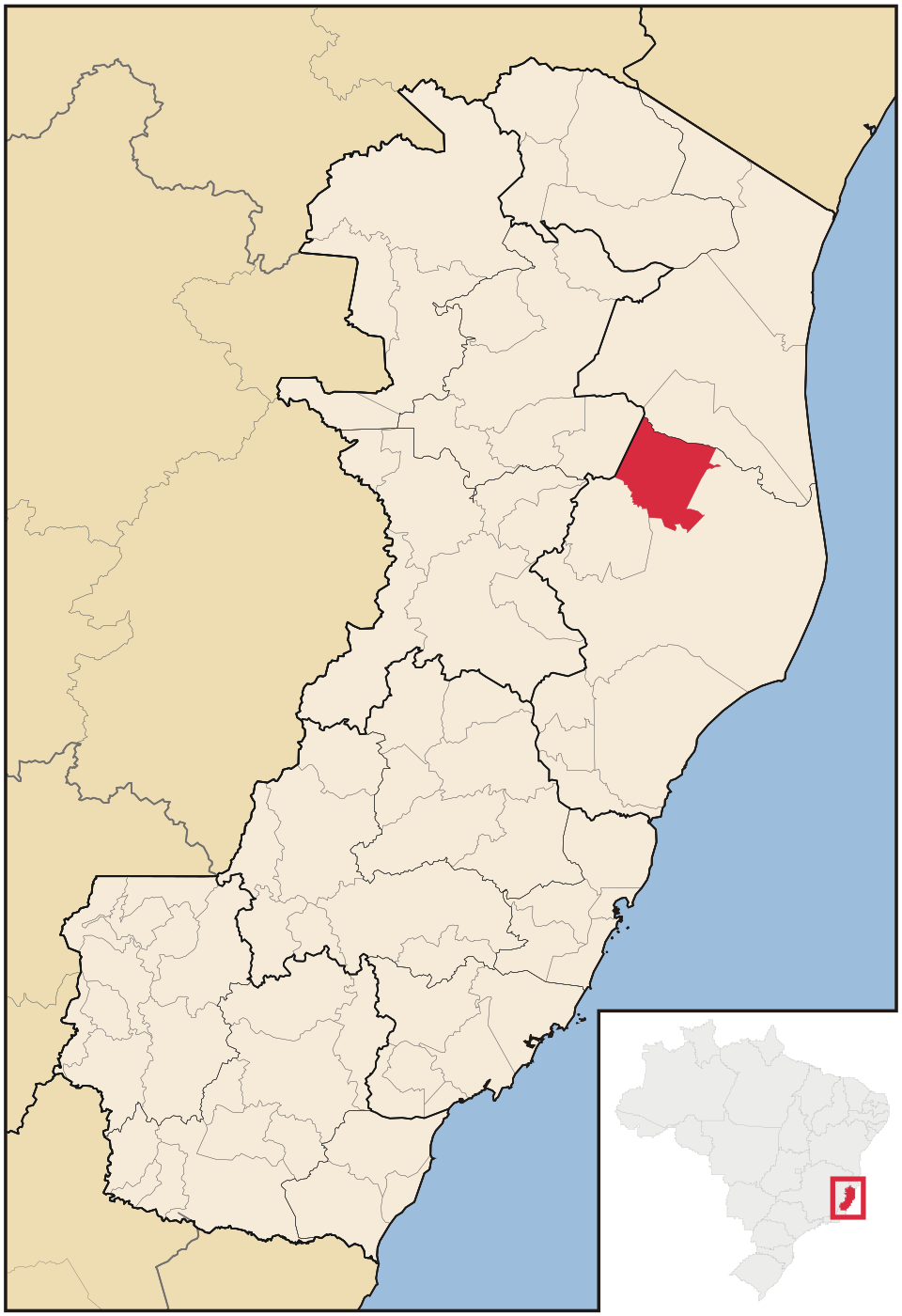 Mapa de localização de Sooretama em ES