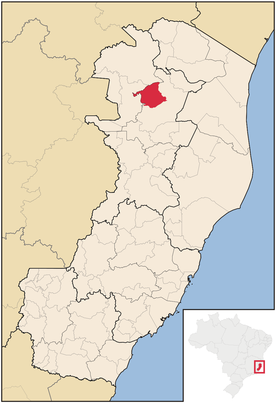 Mapa de localização de Vila Pavão em ES