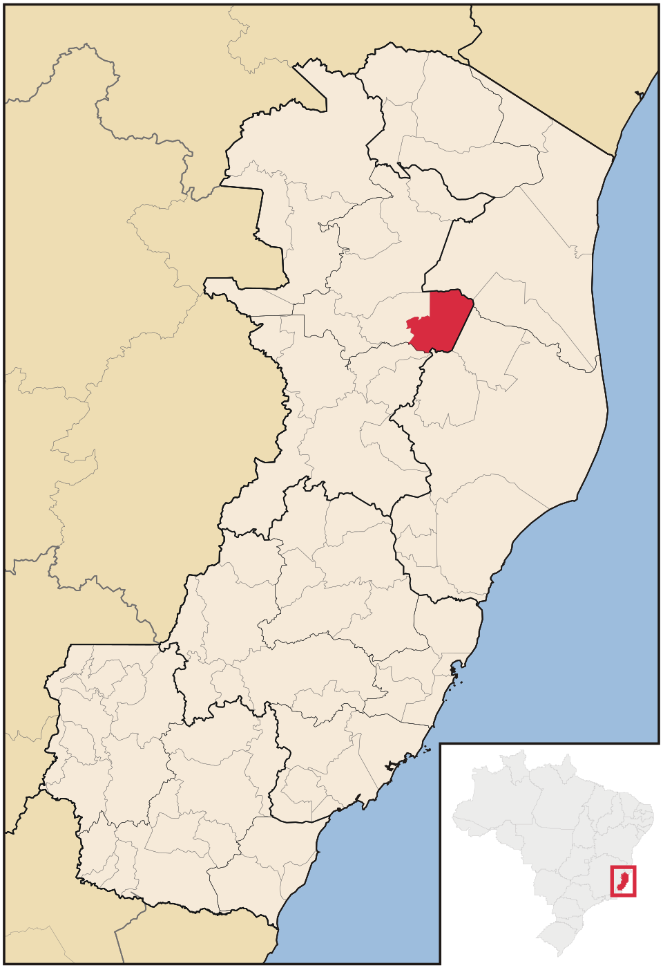 Mapa de localização de Vila Valério em ES