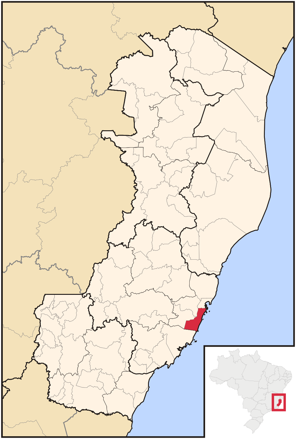 Mapa de localização de Vila Velha em ES