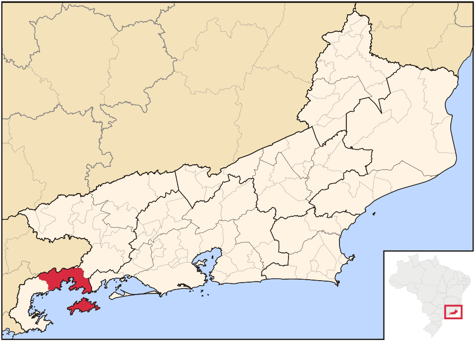 Mapa de localização de Angra dos Reis em RJ