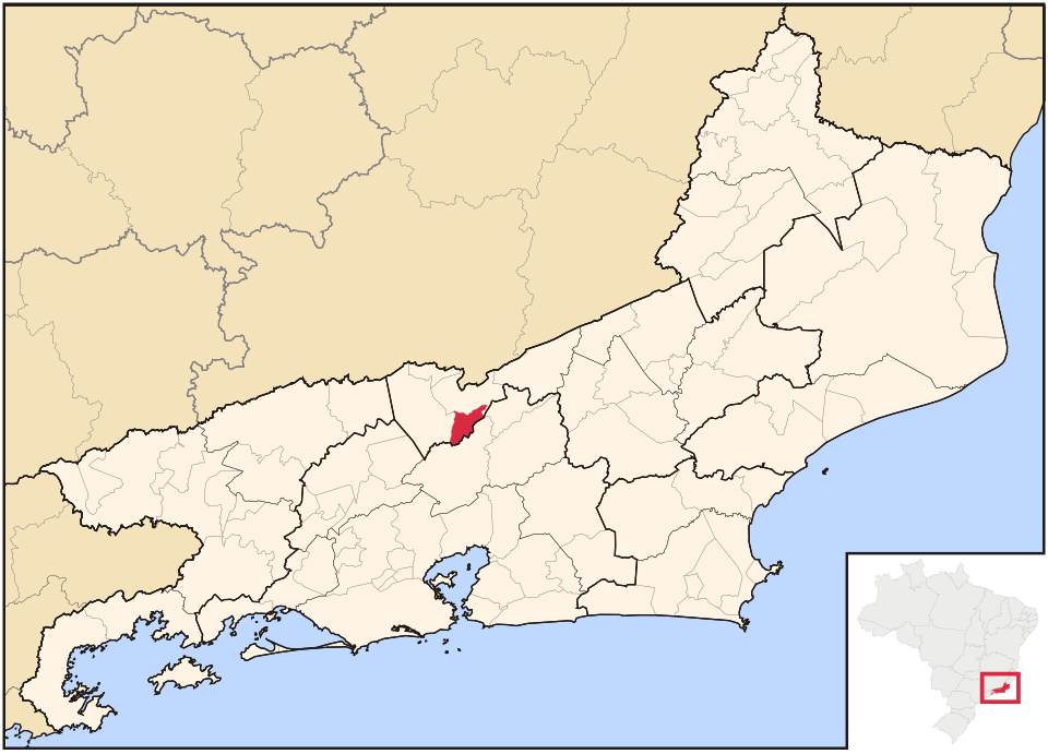 Mapa de localização de Areal em RJ