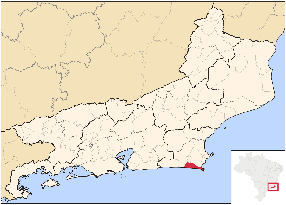 Mapa de localização de Arraial do Cabo em RJ