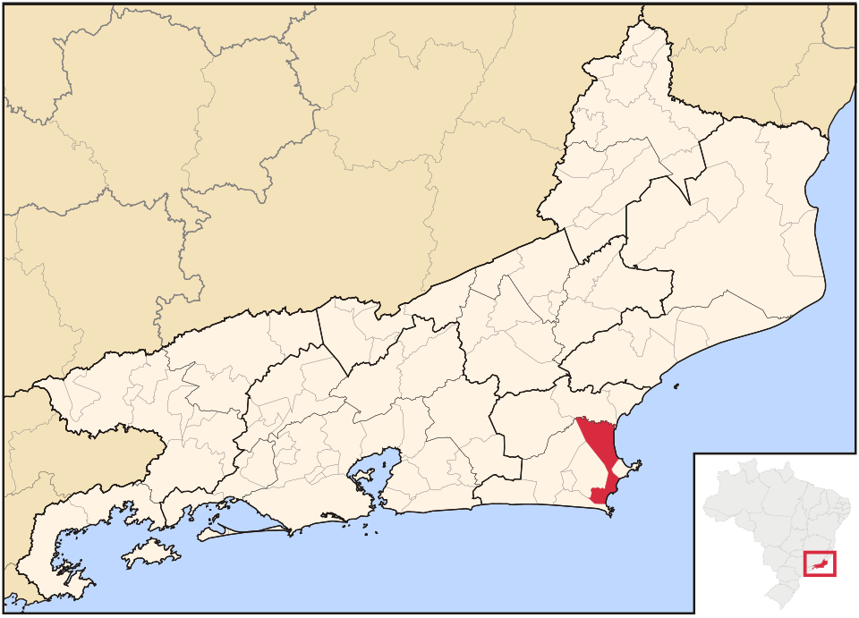 Mapa de localização de Cabo Frio em RJ
