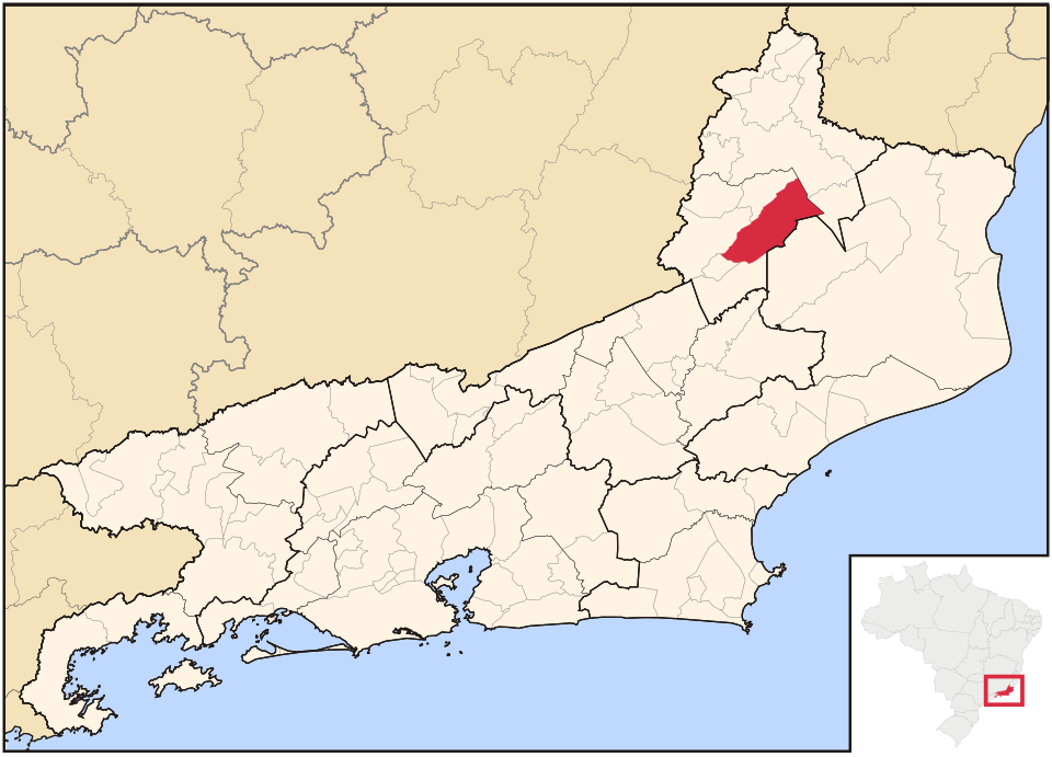 Mapa de localização de Cambuci em RJ