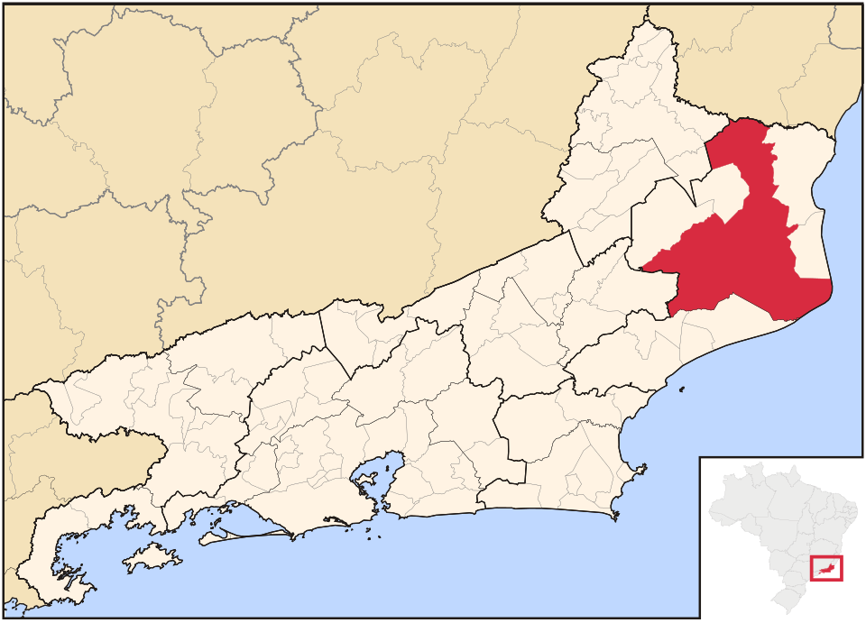Mapa de localização de Campos dos Goytacazes em RJ