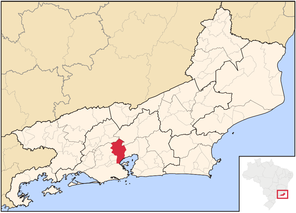Mapa de localização de Duque de Caxias em RJ