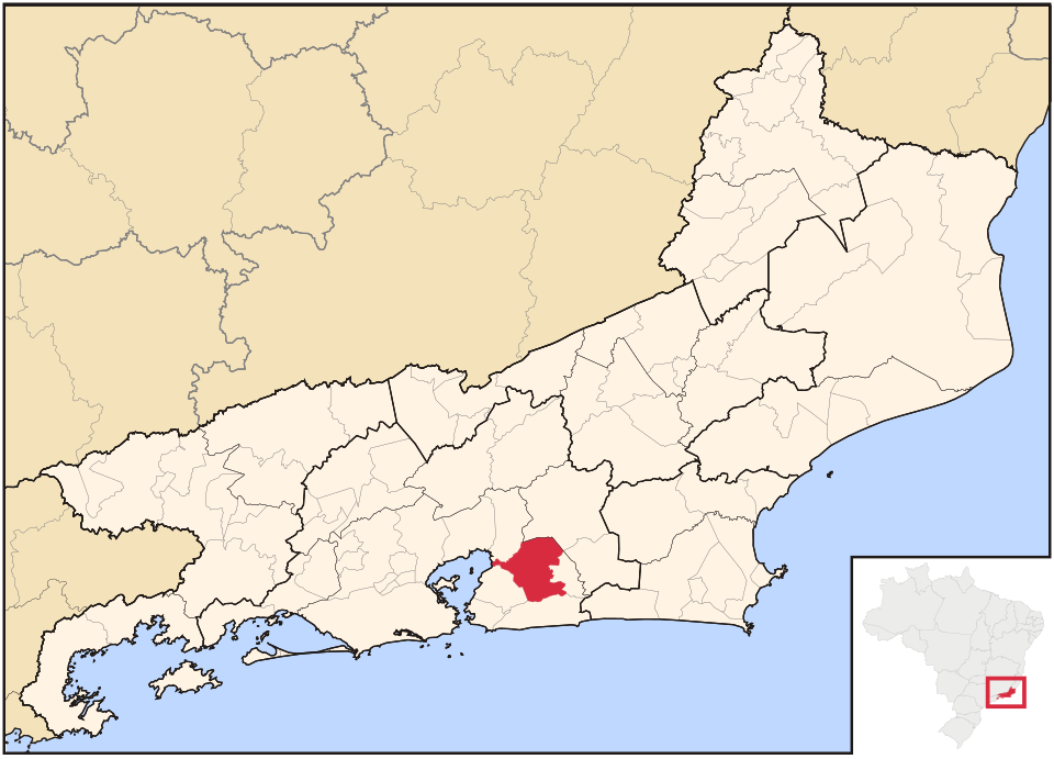 Mapa de localização de Itaboraí em RJ