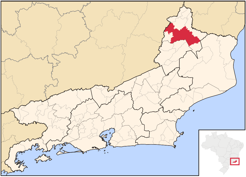 Mapa de localização de Itaperuna em RJ
