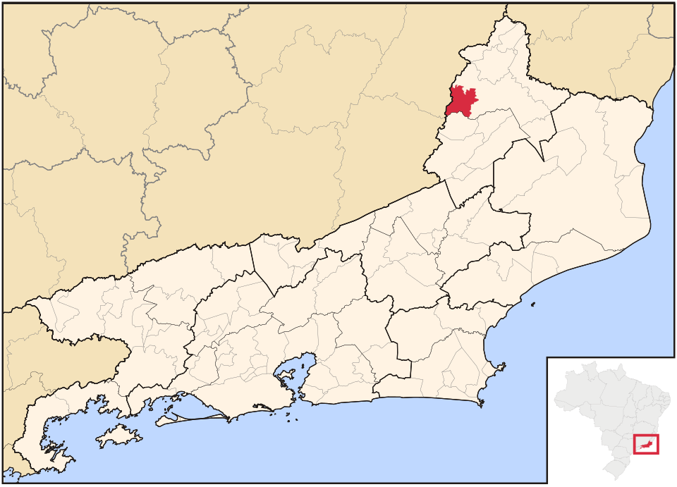 Mapa de localização de Laje do Muriaé em RJ