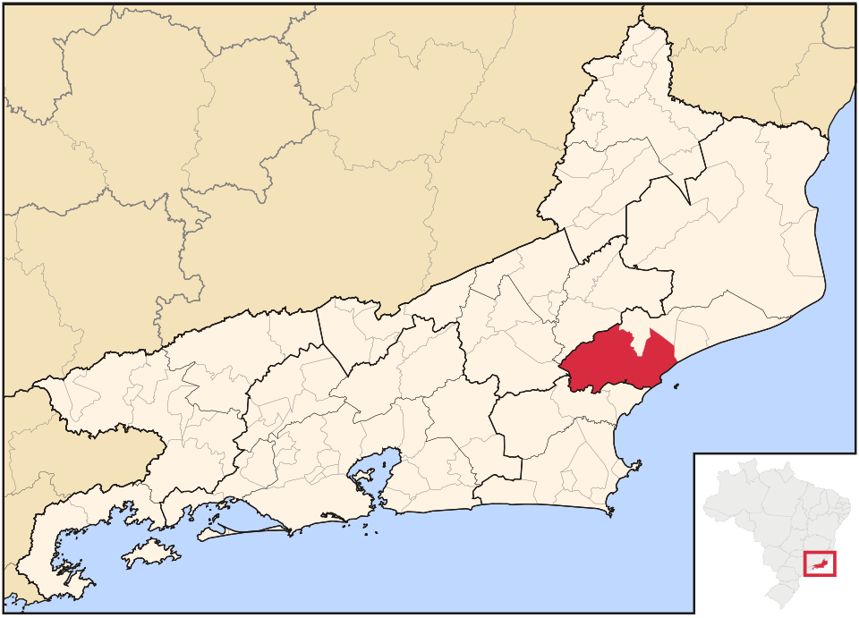 Mapa de localização de Macaé em RJ