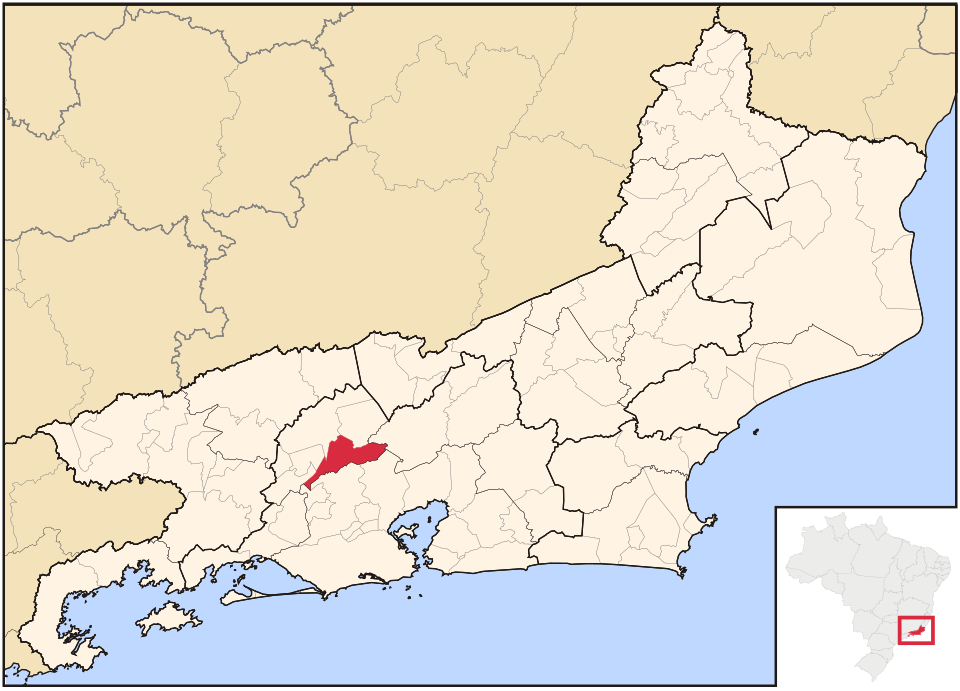 Mapa de localização de Miguel Pereira em RJ