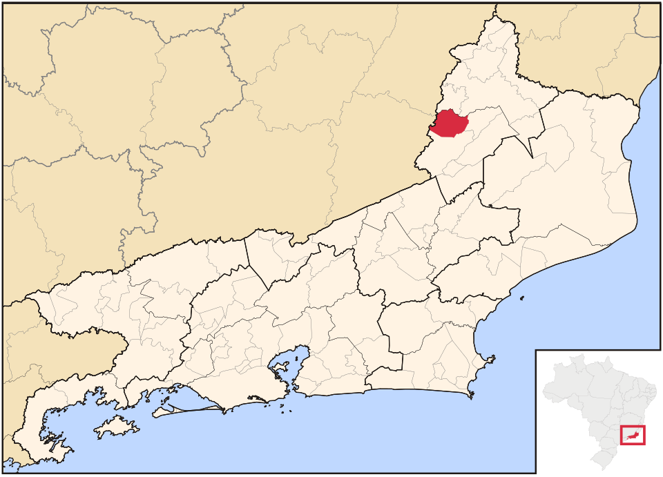 Mapa de localização de Miracema em RJ