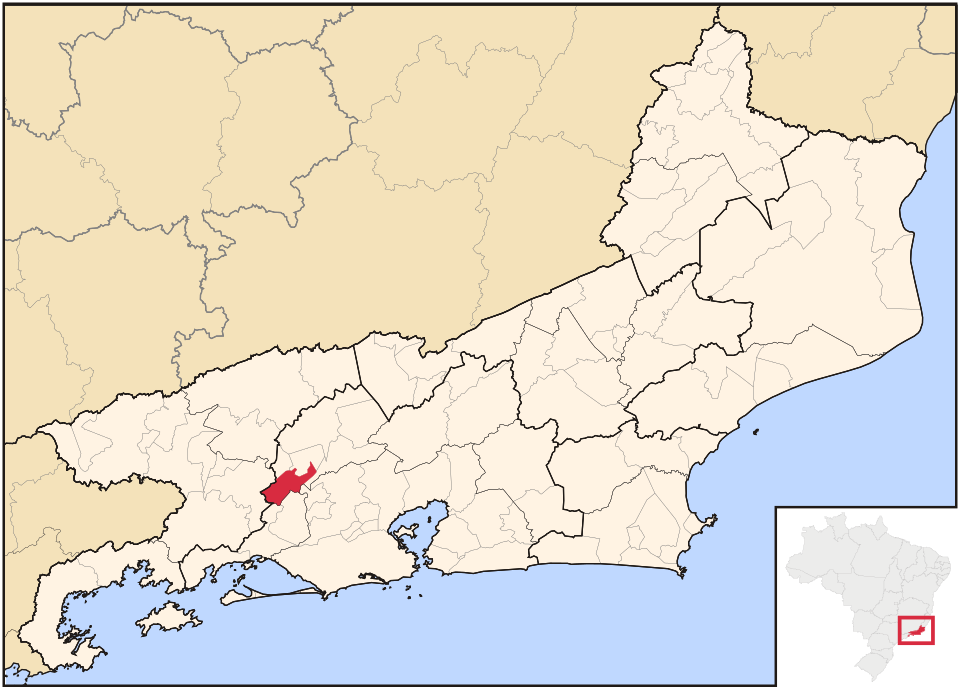 Mapa de localização de Paracambi em RJ
