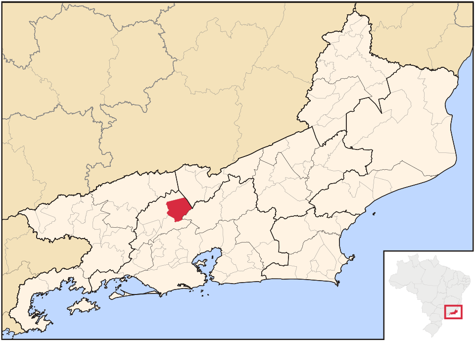 Mapa de localização de Paty do Alferes em RJ