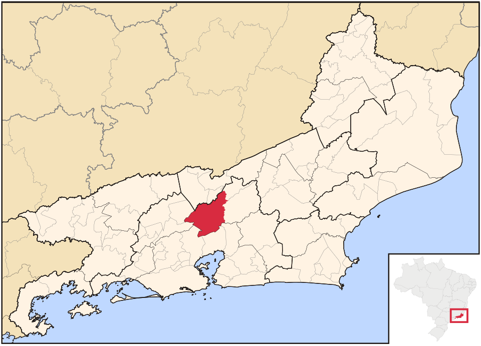 Mapa de localização de Petrópolis em RJ
