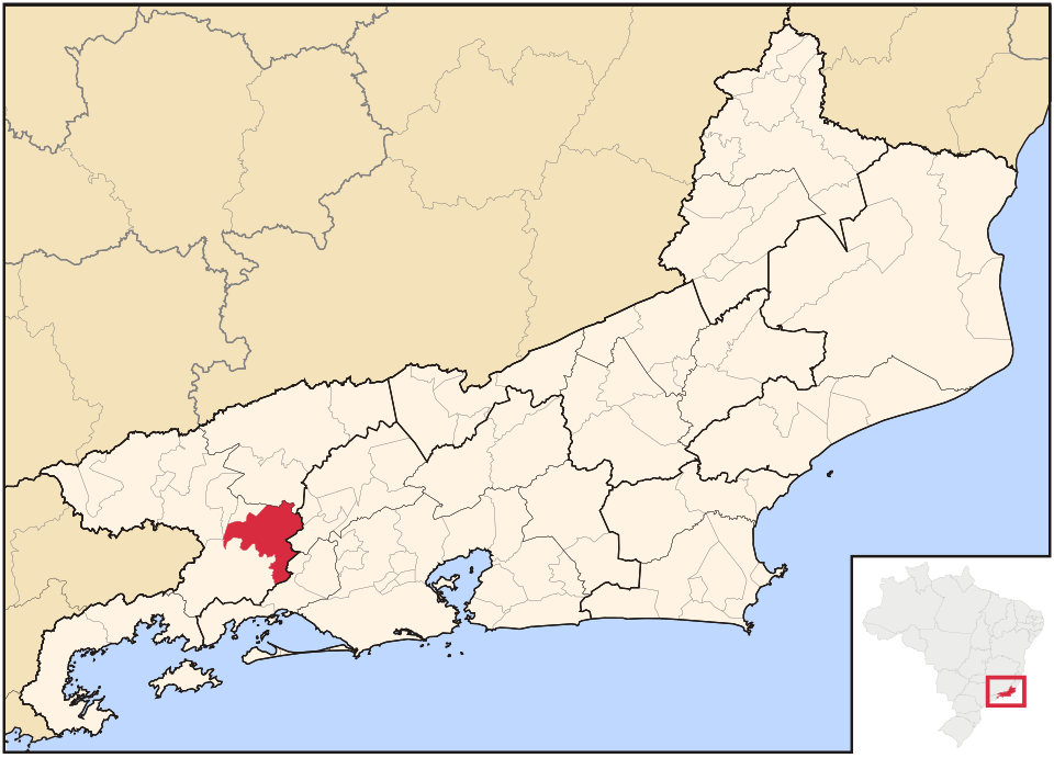 Mapa de localização de Piraí em RJ
