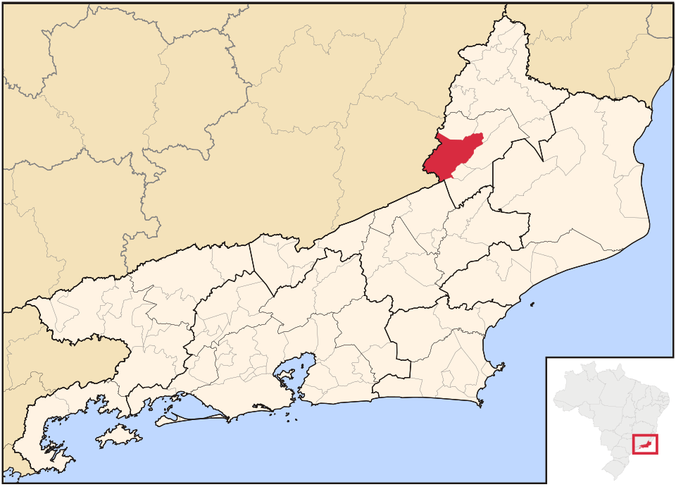Mapa de localização de Santo Antônio de Pádua em RJ
