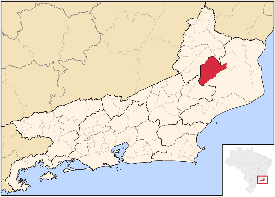 Mapa de localização de São Fidélis em RJ
