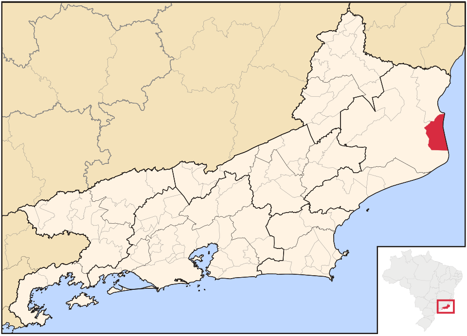 Mapa de localização de São João da Barra em RJ