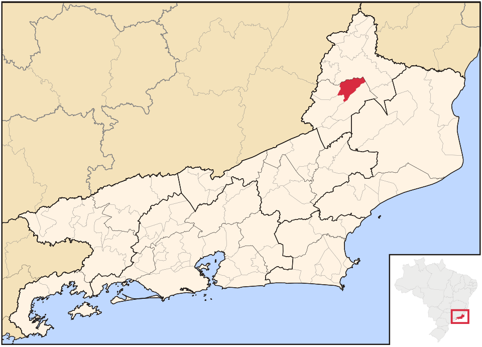 Mapa de localização de São José de Ubá em RJ