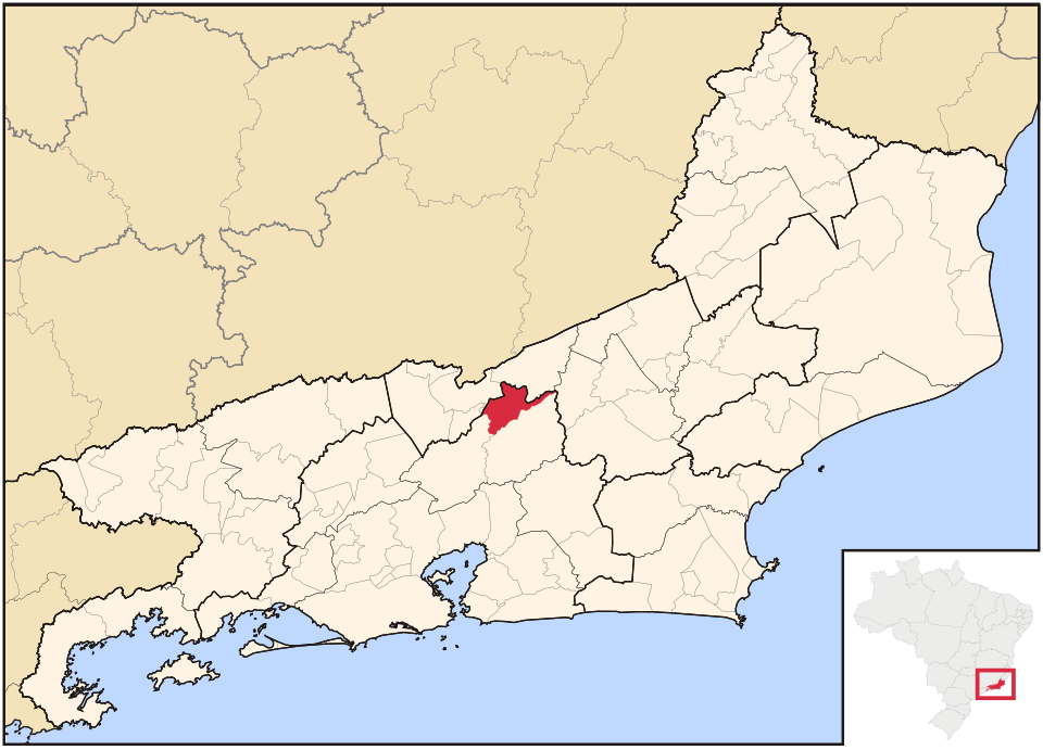 Mapa de localização de São José do Vale do Rio Preto em RJ