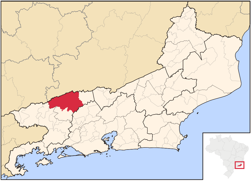 Mapa de localização de Valença em RJ
