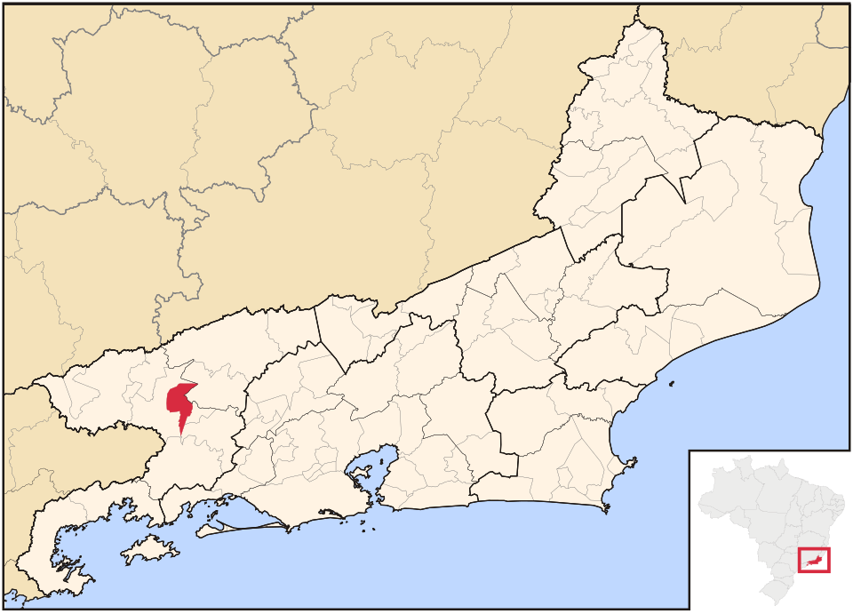 Mapa de localização de Volta Redonda em RJ
