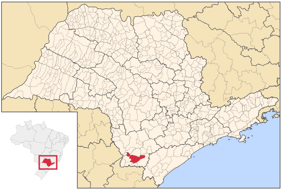 Mapa de localização de Apiaí em SP