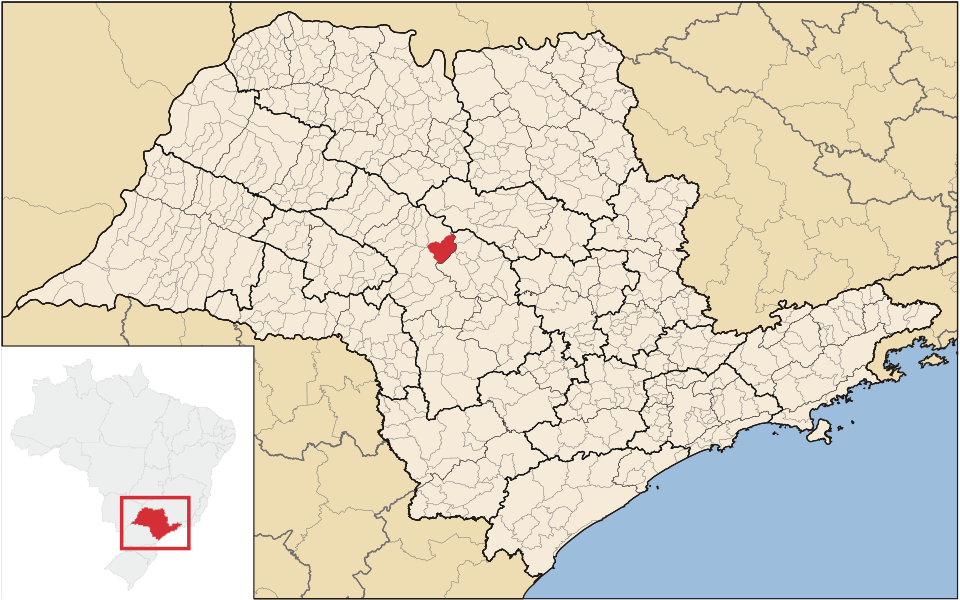 Mapa de localização de Arealva em SP