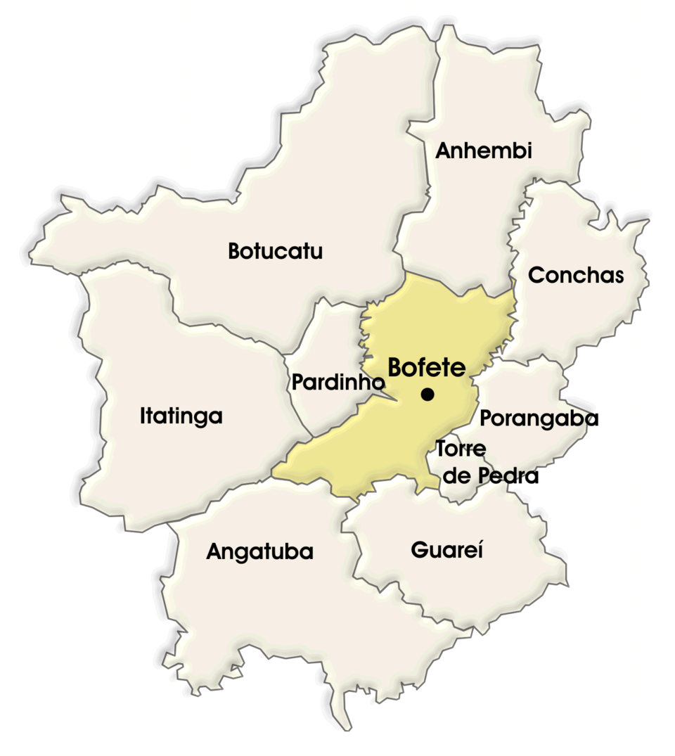 Mapa de localização de Bofete em SP