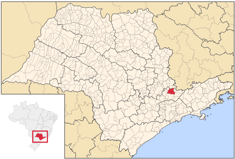 Mapa de localização de Bragança Paulista em SP