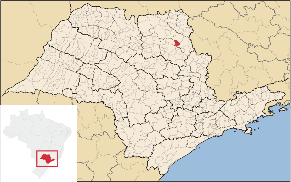 Mapa de localização de Brodowski em SP