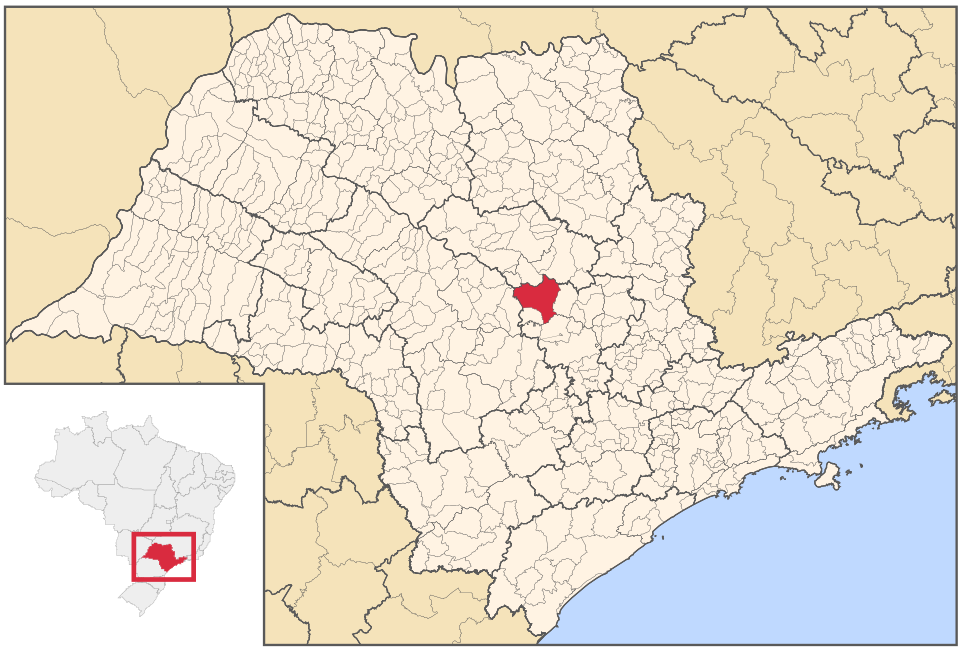 Mapa de localização de Brotas em SP
