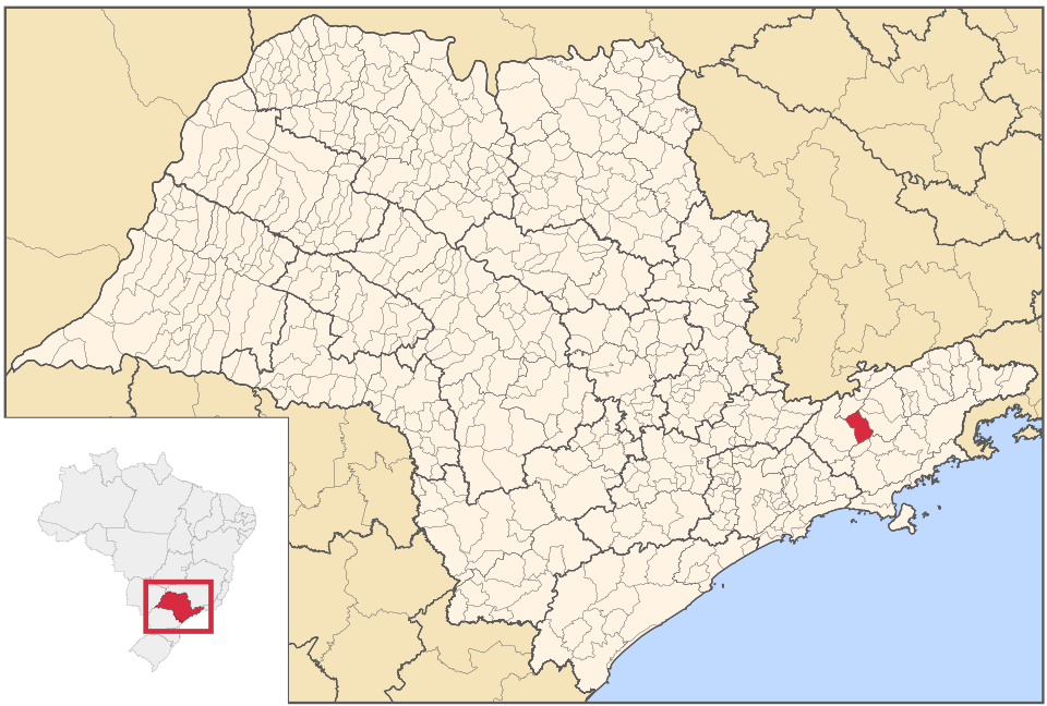 Mapa de localização de Caçapava em SP
