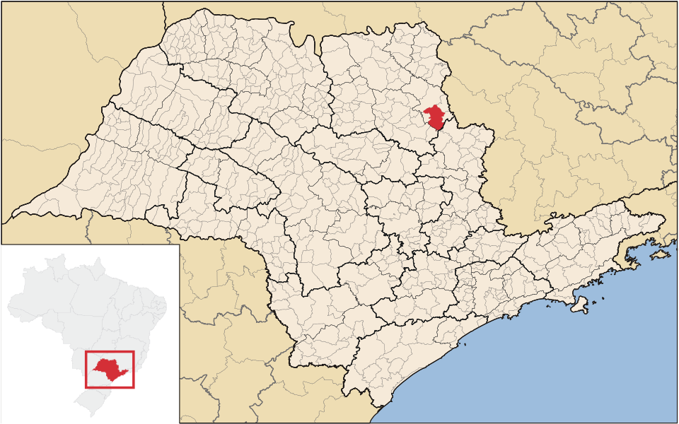Mapa de localização de Cajuru em SP